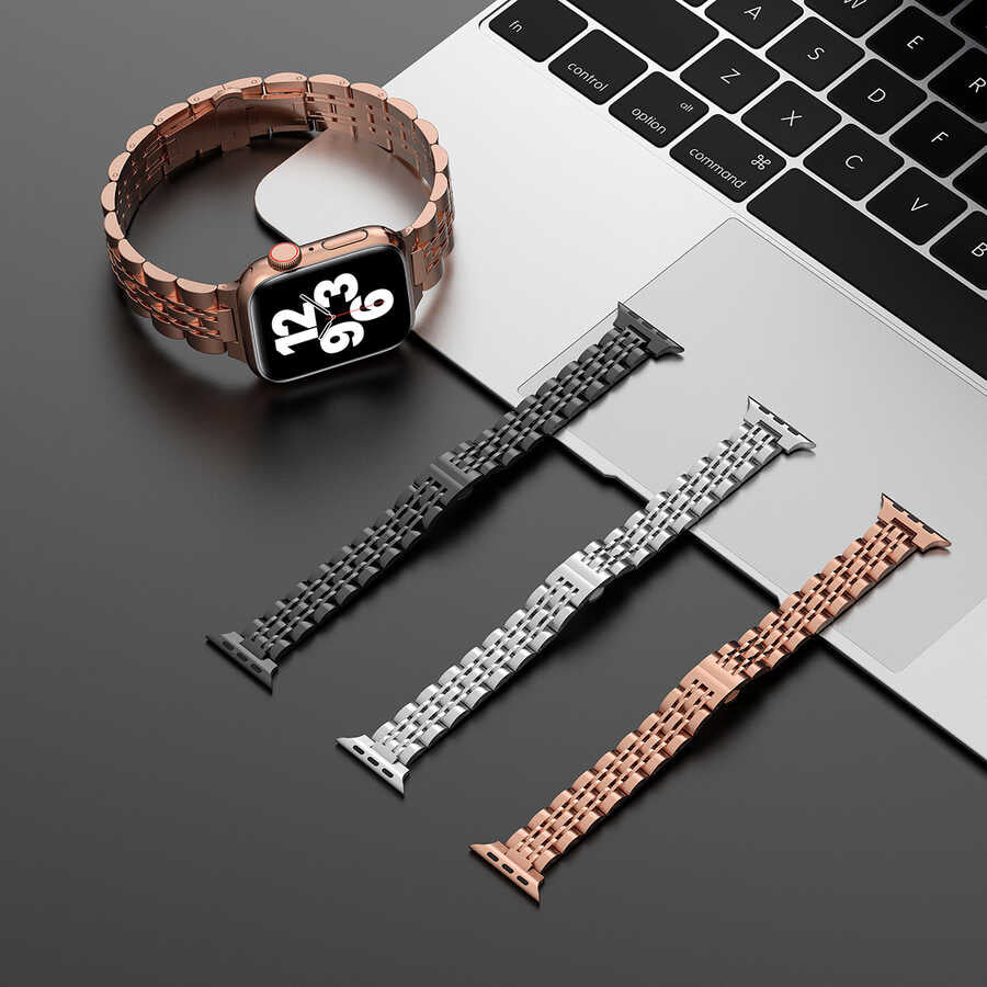 Watch Ultra 49mm Kordon Wiwu Seven Beads Steel Belt Metal Strap Kayış - 5 Watch Ultra 49mm Kordon Wiwu Seven Beads Steel Belt Metal Strap Kayış - 5